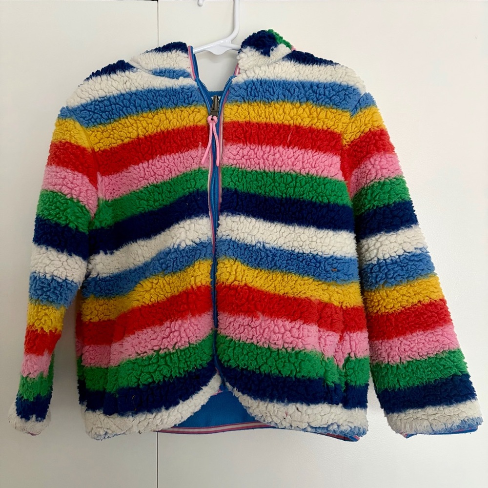 Mini Boden Reversible Rainbow Fleece Jacket